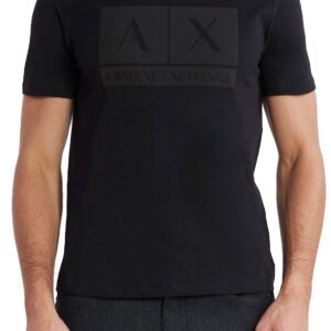 ARMANI EXCHANGE – T-Shirt Uomo Regular Fit in Jersey con Stampa Logo Tono su Tono Nero