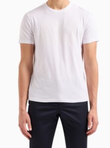 ARMANI EXCHANGE – T-Shirt Uomo Regular Fit in Jersey con Stampa Logo Tono su Tono Bianco