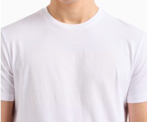 ARMANI EXCHANGE – T-Shirt Uomo Regular Fit in Jersey con Stampa Logo Tono su Tono Bianco