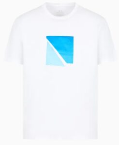 ARMANI EXCHANGE – T-Shirt Uomo Regular Fit in Jersey con Stampa Geometrica Bianco