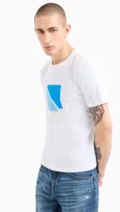 ARMANI EXCHANGE – T-Shirt Uomo Regular Fit in Jersey con Stampa Geometrica Bianco