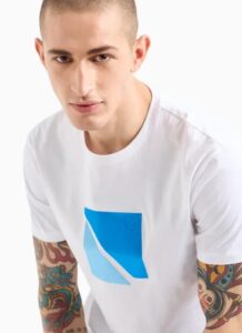 ARMANI EXCHANGE – T-Shirt Uomo Regular Fit in Jersey con Stampa Geometrica Bianco