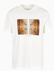 ARMANI EXCHANGE – T-Shirt Uomo Regular Fit in Cotone con Stampa Fotografica Bianco