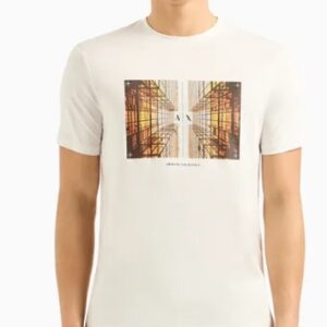 ARMANI EXCHANGE – T-Shirt Uomo Regular Fit in Cotone con Stampa Fotografica Bianco