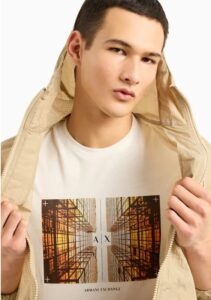 ARMANI EXCHANGE – T-Shirt Uomo Regular Fit in Cotone con Stampa Fotografica Bianco