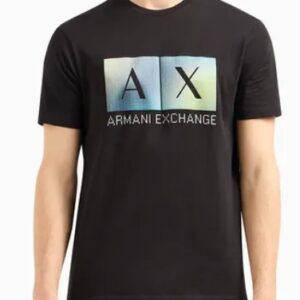 ARMANI EXCHANGE – T-Shirt Uomo Regular Fit in Cotone con Maxi Stampa Logo Nero