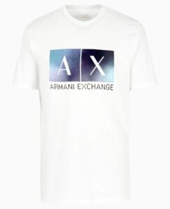 ARMANI EXCHANGE – T-Shirt Uomo Regular Fit in Cotone con Maxi Stampa Logo Bianco