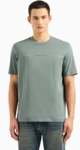 ARMANI EXCHANGE – T-Shirt Uomo Regular Fit con Strip Logo Verde