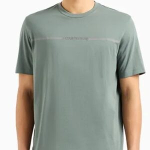 ARMANI EXCHANGE – T-Shirt Uomo Regular Fit con Strip Logo Verde