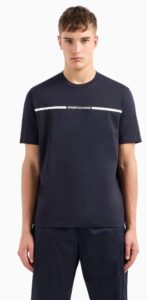 ARMANI EXCHANGE – T-Shirt Uomo Regular Fit con Strip Logo Blu