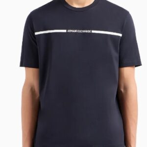 ARMANI EXCHANGE – T-Shirt Uomo Regular Fit con Strip Logo Blu
