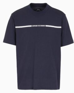 ARMANI EXCHANGE – T-Shirt Uomo Regular Fit con Strip Logo Blu