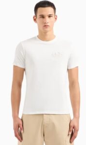 ARMANI EXCHANGE – T-Shirt Uomo Regular Fit in Jersey di Cotone con Logo sul Petto Bianco