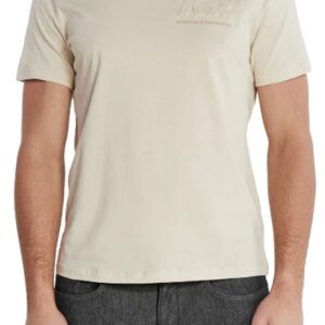 ARMANI EXCHANGE – T-Shirt Uomo Regular Fit in Jersey di Cotone con Logo sul Petto Avorio