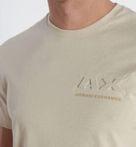 ARMANI EXCHANGE – T-Shirt Uomo Regular Fit in Jersey di Cotone con Logo sul Petto Avorio