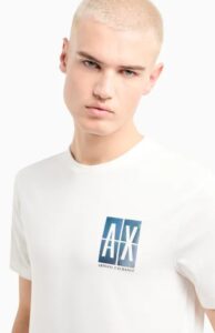 ARMANI EXCHANGE – T-Shirt Uomo Regular Fit in Cotone con Stampa Logo sul Petto Bianco