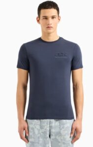 ARMANI EXCHANGE – T-Shirt Uomo Regular Fit in Jersey di Cotone con Logo sul Petto Blu