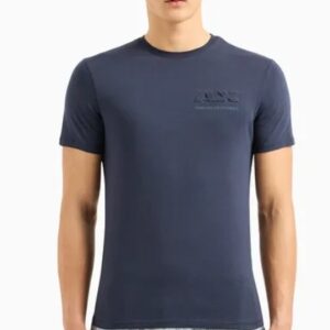 ARMANI EXCHANGE – T-Shirt Uomo Regular Fit in Jersey di Cotone con Logo sul Petto Blu