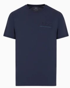 ARMANI EXCHANGE – T-Shirt Uomo Regular Fit in Jersey di Cotone con Logo sul Petto Blu