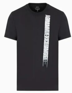 ARMANI EXCHANGE – T-Shirt Uomo Regular Fit in Jersey con Stampa Verticale Nero