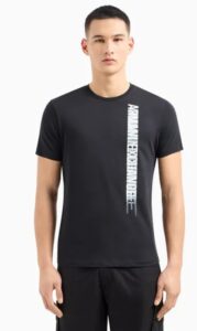 ARMANI EXCHANGE – T-Shirt Uomo Regular Fit in Jersey con Stampa Verticale Nero