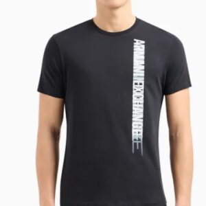 ARMANI EXCHANGE – T-Shirt Uomo Regular Fit in Jersey con Stampa Verticale Nero