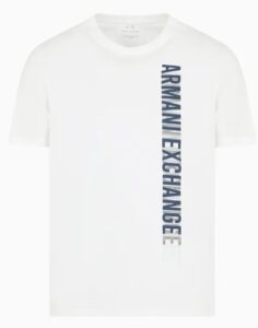 ARMANI EXCHANGE – T-Shirt Uomo Regular Fit in Jersey con Stampa Verticale Bianco