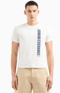ARMANI EXCHANGE – T-Shirt Uomo Regular Fit in Jersey con Stampa Verticale Bianco