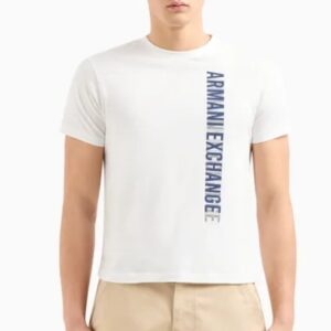 ARMANI EXCHANGE – T-Shirt Uomo Regular Fit in Jersey con Stampa Verticale Bianco