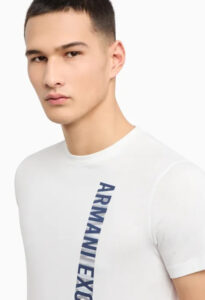ARMANI EXCHANGE – T-Shirt Uomo Regular Fit in Jersey con Stampa Verticale Bianco