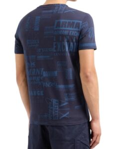 ARMANI EXCHANGE – T-Shirt Uomo Sky Lettering Blu Notte