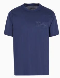 ARMANI EXCHANGE – T-Shirt Uomo Regular Fit in Cotone Mercerizzato con Logo sul Petto Blu