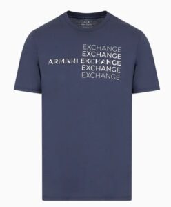 ARMANI EXCHANGE – T-Shirt Uomo Regular Fit in Cotone con Stampa Metal Blu Notte