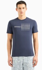 ARMANI EXCHANGE – T-Shirt Uomo Regular Fit in Cotone con Stampa Metal Blu Notte