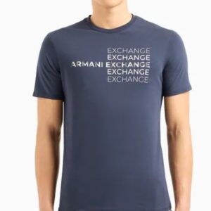 ARMANI EXCHANGE – T-Shirt Uomo Regular Fit in Cotone con Stampa Metal Blu Notte