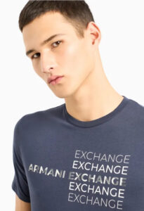 ARMANI EXCHANGE – T-Shirt Uomo Regular Fit in Cotone con Stampa Metal Blu Notte