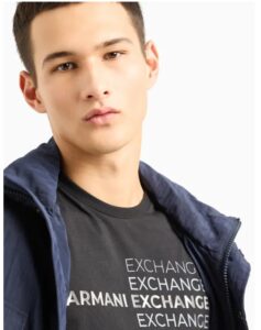 ARMANI EXCHANGE – T-Shirt Uomo Regular Fit in Cotone con Stampa Metal Nero