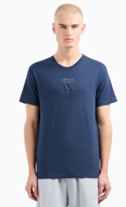 ARMANI EXCHANGE – T-Shirt Uomo Regular Fit in Jersey con Stampa Centrale Blu