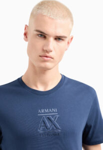 ARMANI EXCHANGE – T-Shirt Uomo Regular Fit in Jersey con Stampa Centrale Blu