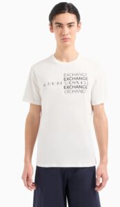 ARMANI EXCHANGE – T-Shirt Uomo Regular Fit in Cotone con Stampa Metal Bianco