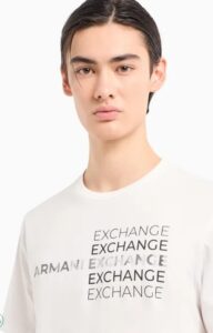 ARMANI EXCHANGE – T-Shirt Uomo Regular Fit in Cotone con Stampa Metal Bianco