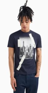 ARMANI EXCHANGE – T-Shirt Uomo Regular Fit in Cotone con Stampa NYC Blu Notte