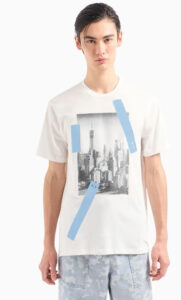 ARMANI EXCHANGE – T-Shirt Uomo Regular Fit in Cotone con Stampa NYC Bianco