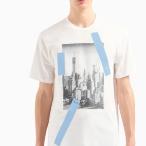 ARMANI EXCHANGE – T-Shirt Uomo Regular Fit in Cotone con Stampa NYC Bianco