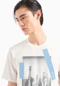 ARMANI EXCHANGE – T-Shirt Uomo Regular Fit in Cotone con Stampa NYC Bianco