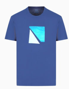 ARMANI EXCHANGE – T-Shirt Uomo Regular Fit in Jersey con Stampa Geometrica Blu Naval