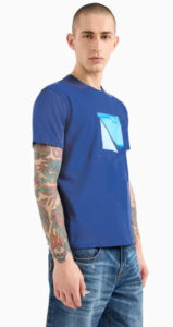 ARMANI EXCHANGE – T-Shirt Uomo Regular Fit in Jersey con Stampa Geometrica Blu Naval