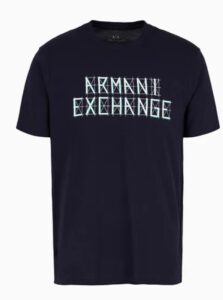 ARMANI EXCHANGE – T-Shirt Uomo Regular Fit in Jersey con Stampa Logo a Contrasto Blu