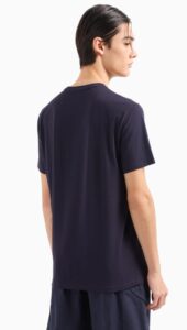 ARMANI EXCHANGE – T-Shirt Uomo Regular Fit in Jersey con Stampa Logo a Contrasto Blu