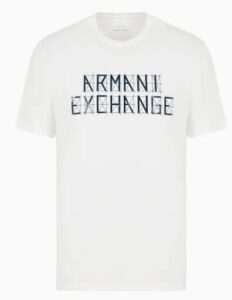 ARMANI EXCHANGE – T-Shirt Uomo Regular Fit in Jersey con Stampa Logo a Contrasto Bianco